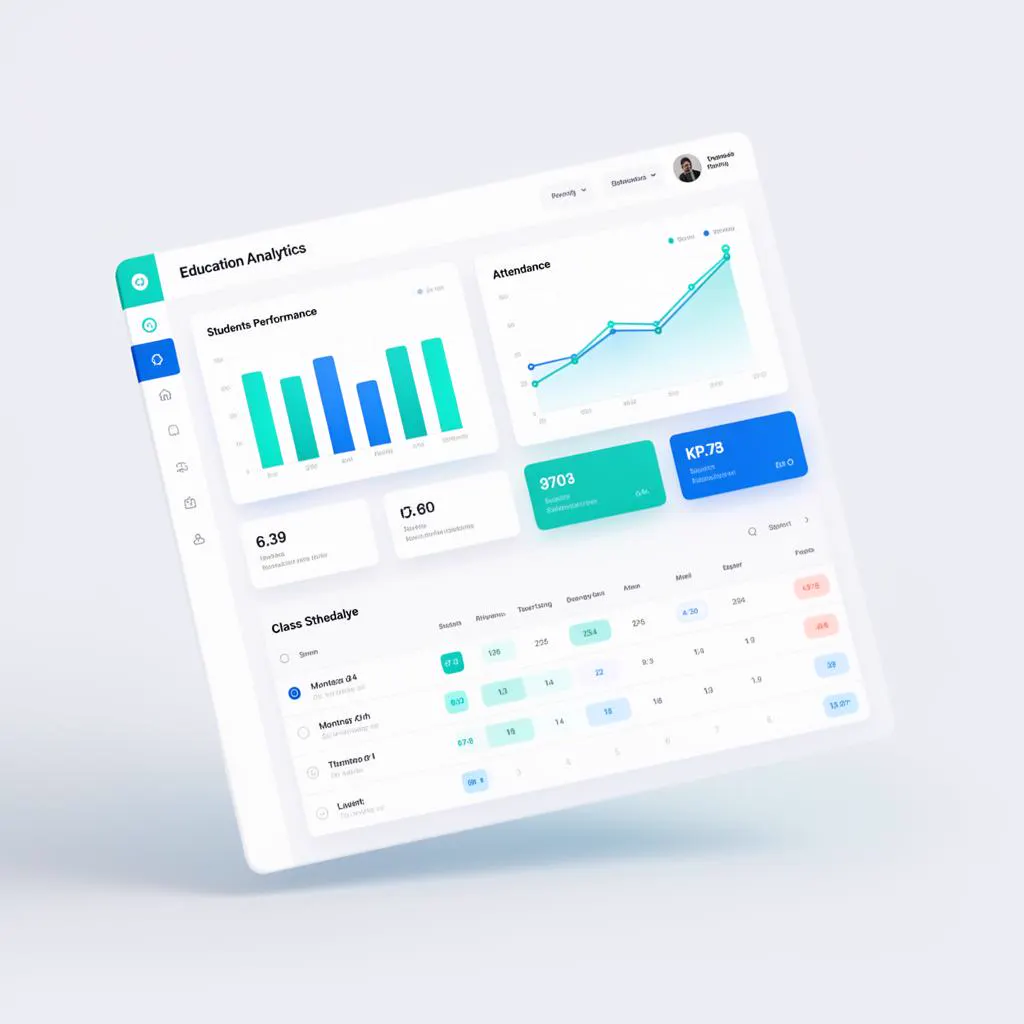 TIBPOS education analytics dashboard showing performance and attendance charts